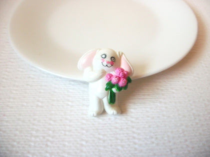 Vintage Easter Bunny Plastic Brooch Pin 111120