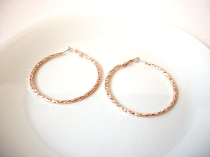 Retro 1970s Rose Gold Toned Metal Hoop Earrings 111120