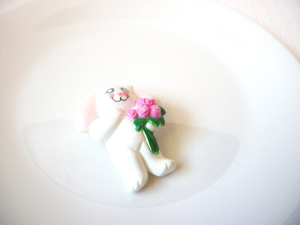 Vintage Easter Bunny Plastic Brooch Pin 111120