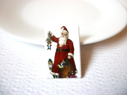 Vintage Porcelain Santa Christmas Brooch Pin 111120