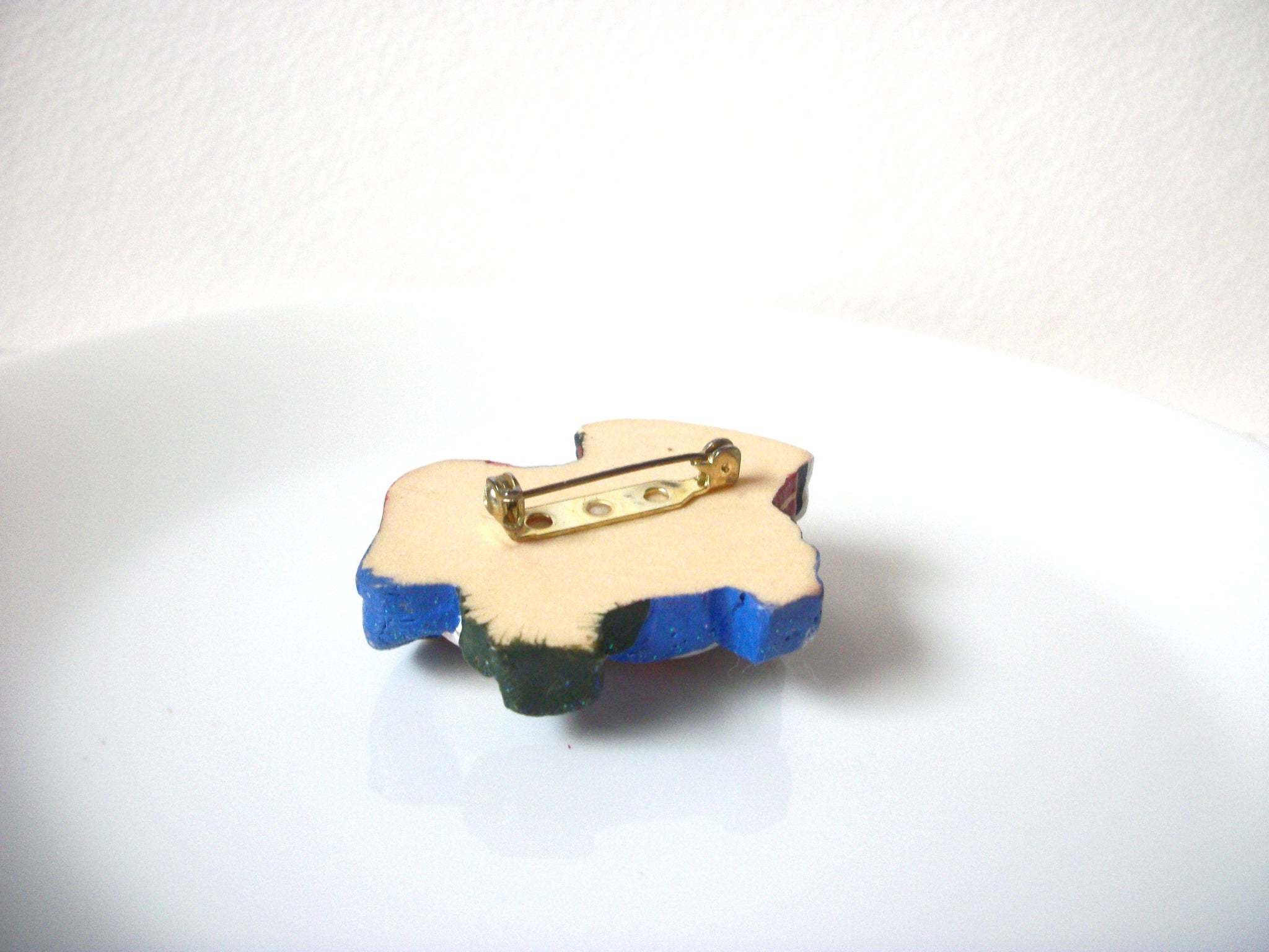 Vintage Resin Snowman Couple Brooch Pin 111220