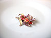 Vintage Copper Rhinestone Flower Brooch Pin 111120