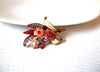 Vintage Copper Rhinestone Flower Brooch Pin 111120