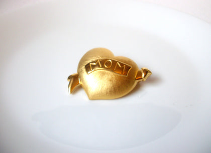 Vintage MOM Heart Love Brooch Pin 111120 B