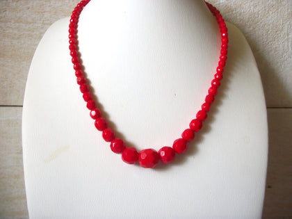 Retro Bold Red Czech Glass Necklace 41920