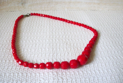 Retro Bold Red Czech Glass Necklace 41920