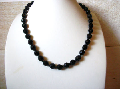 Vintage Black Czech Glass Necklace 41920