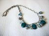 Retro Silver Teal Glass Necklace 41920