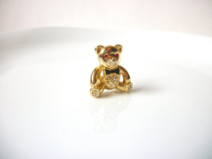 Vintage Rhinestones Teddy Brooch Pin 70616