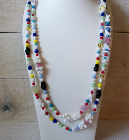 Vintage Colorful Italian Hand Made Glass Necklace 41920