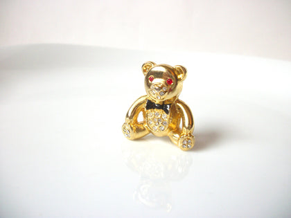 Vintage Rhinestones Teddy Brooch Pin 70616