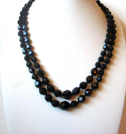 Vintage 1950s Black Glass Necklace 111120