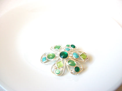 Retro Teal Green Rhinestone Brooch Pin 111120