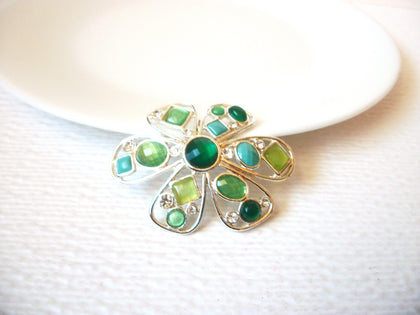 Retro Teal Green Rhinestone Brooch Pin 111120