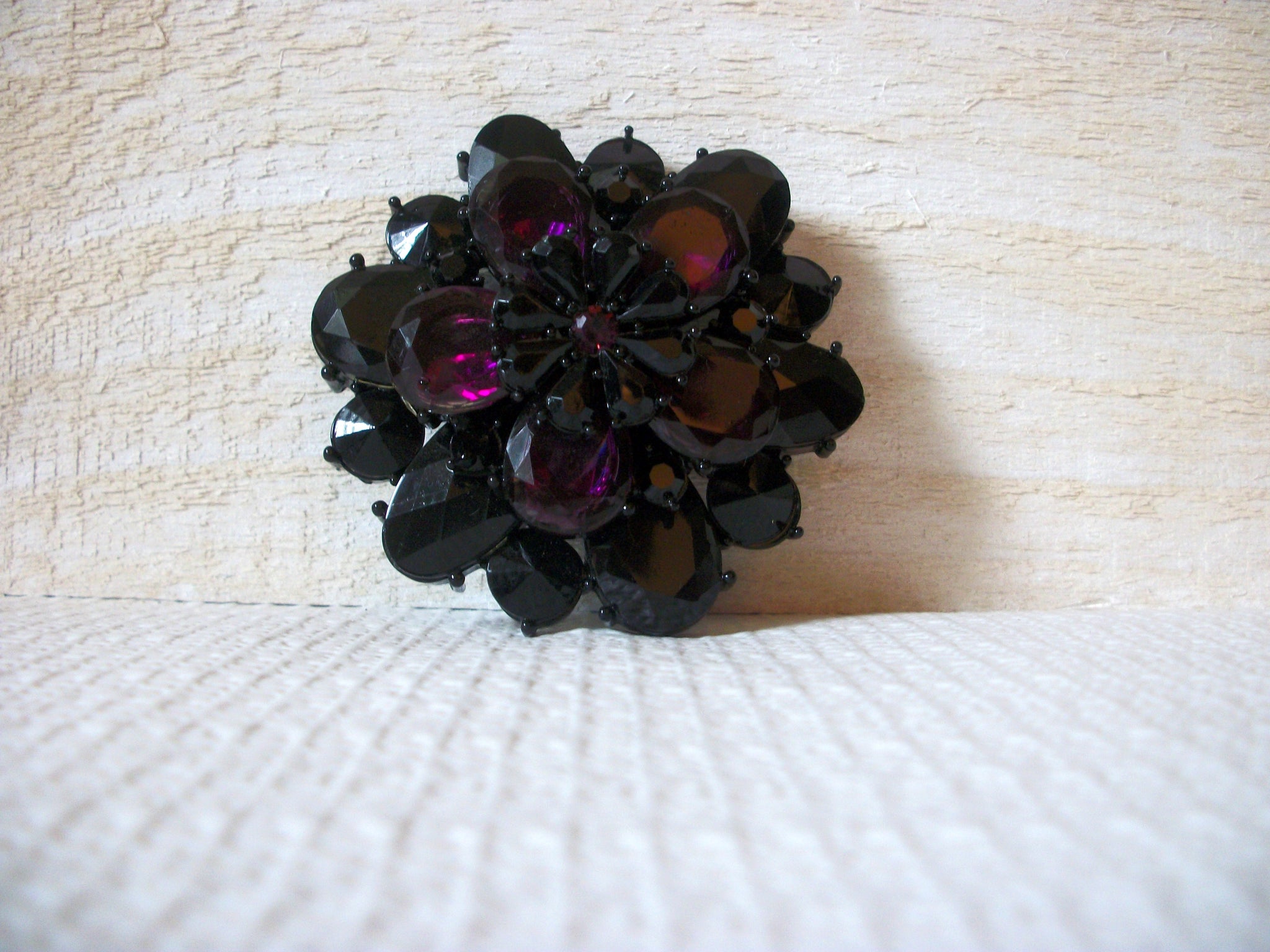 Retro Massive Black Purple Flower Brooch 42720