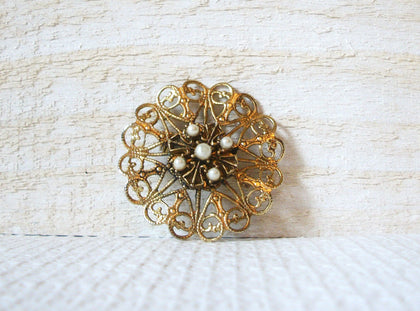 Vintage Pearl Scroll Work Brooch 42720