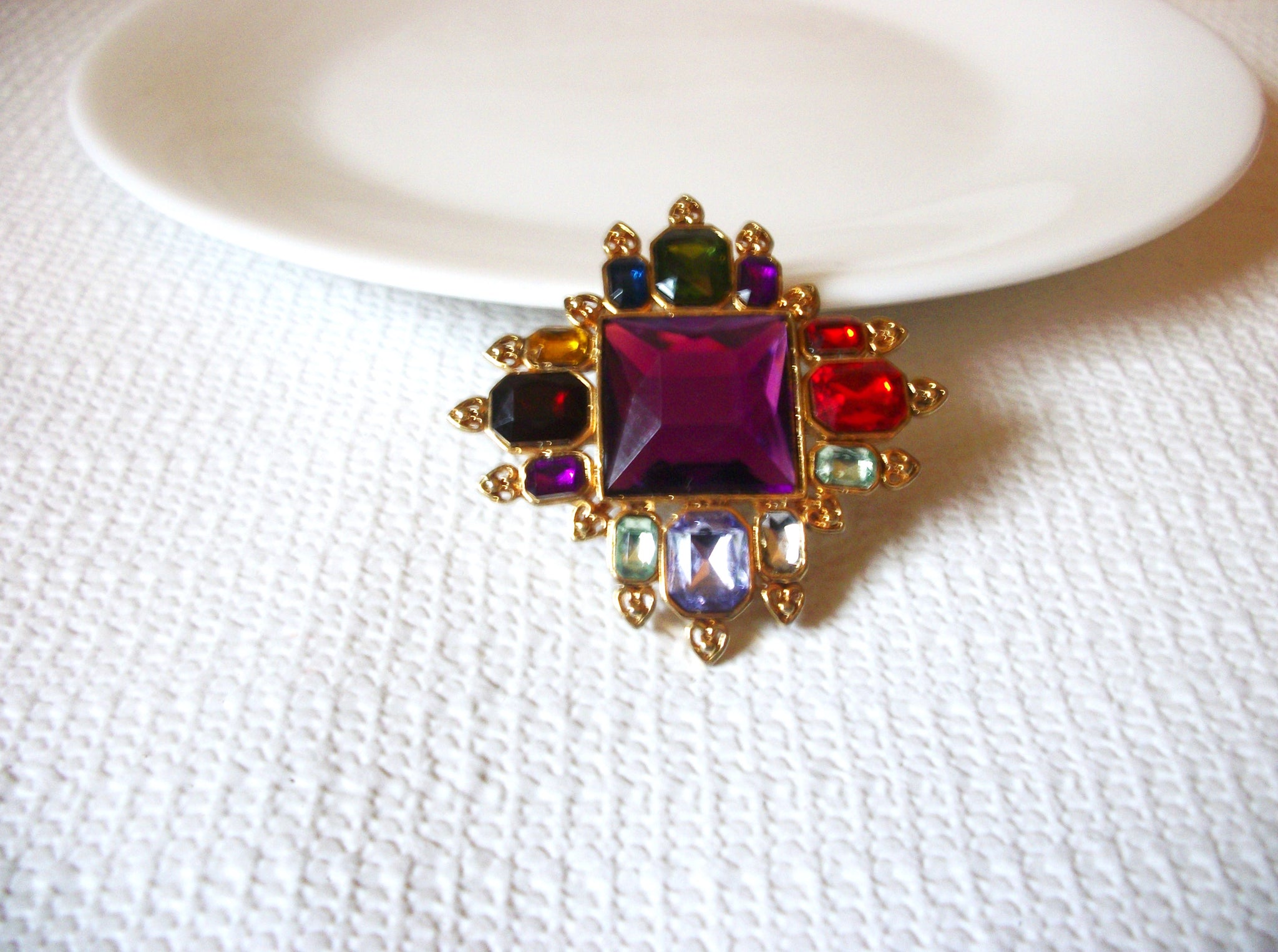 Retro Maltese Bejeweled Colorful Brooch 42720