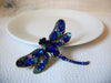 Retro Massive Blue Sparkling Dragonfly Brooch 42620