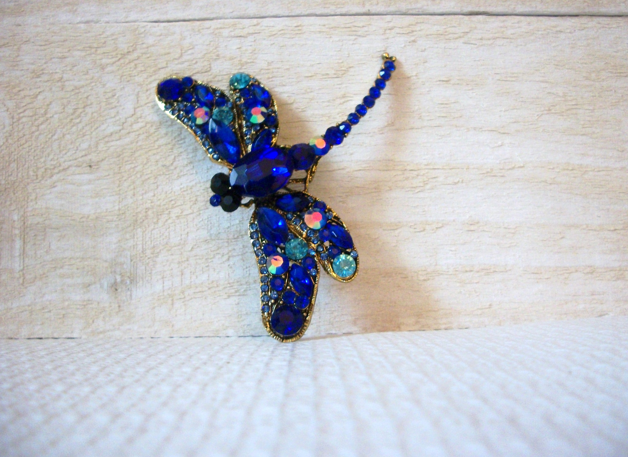 Retro Massive Blue Sparkling Dragonfly Brooch 42620