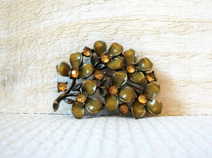 Vintage Floral Rhinestones Brooch 42720