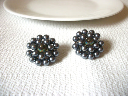 JAPAN Vintage Silver Cluster Earrings 42720