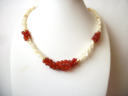 Vintage 70s Carnelian Agate Lucite Necklace 70616