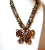 Vintage Stones Rhinestones Butterfly Necklace 111220