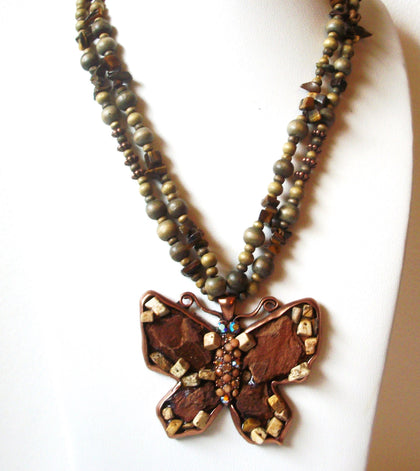Vintage Stones Rhinestones Butterfly Necklace 111220