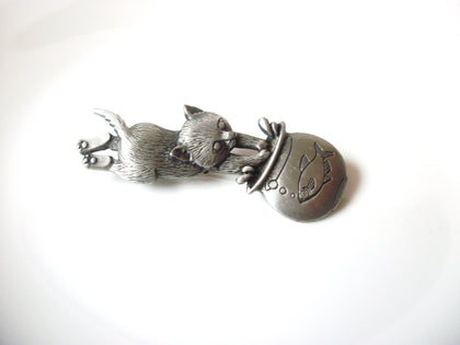 Vintage JJ Stamped Pewter Brooch Pin 111320