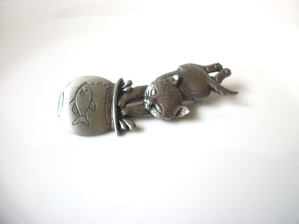 Vintage JJ Stamped Pewter Brooch Pin 111320