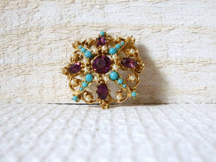 Vintage Victorian Rhinestones Pearl Brooch 42820