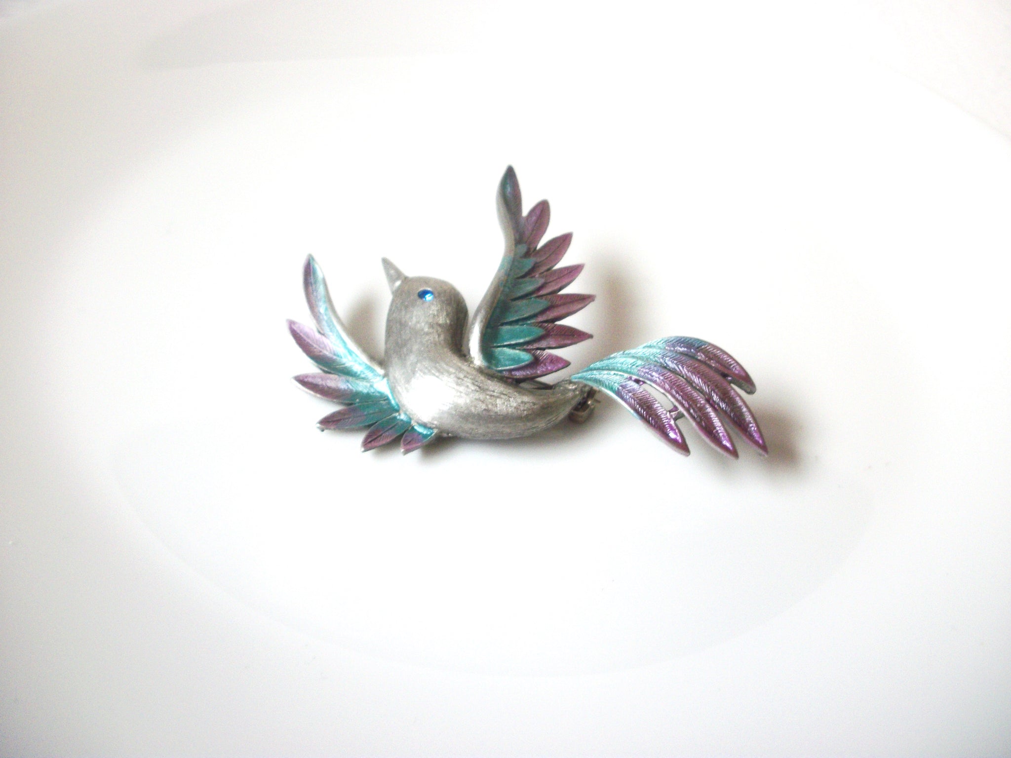 Vintage JJ Stamped Pewter Brooch Pin 111320