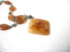 Vintage Amber Turquoise Lucite Necklace 111220