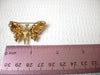 Vintage Gold Brooch, Rhinestones Butterfly, Designer LIA Pin 113016