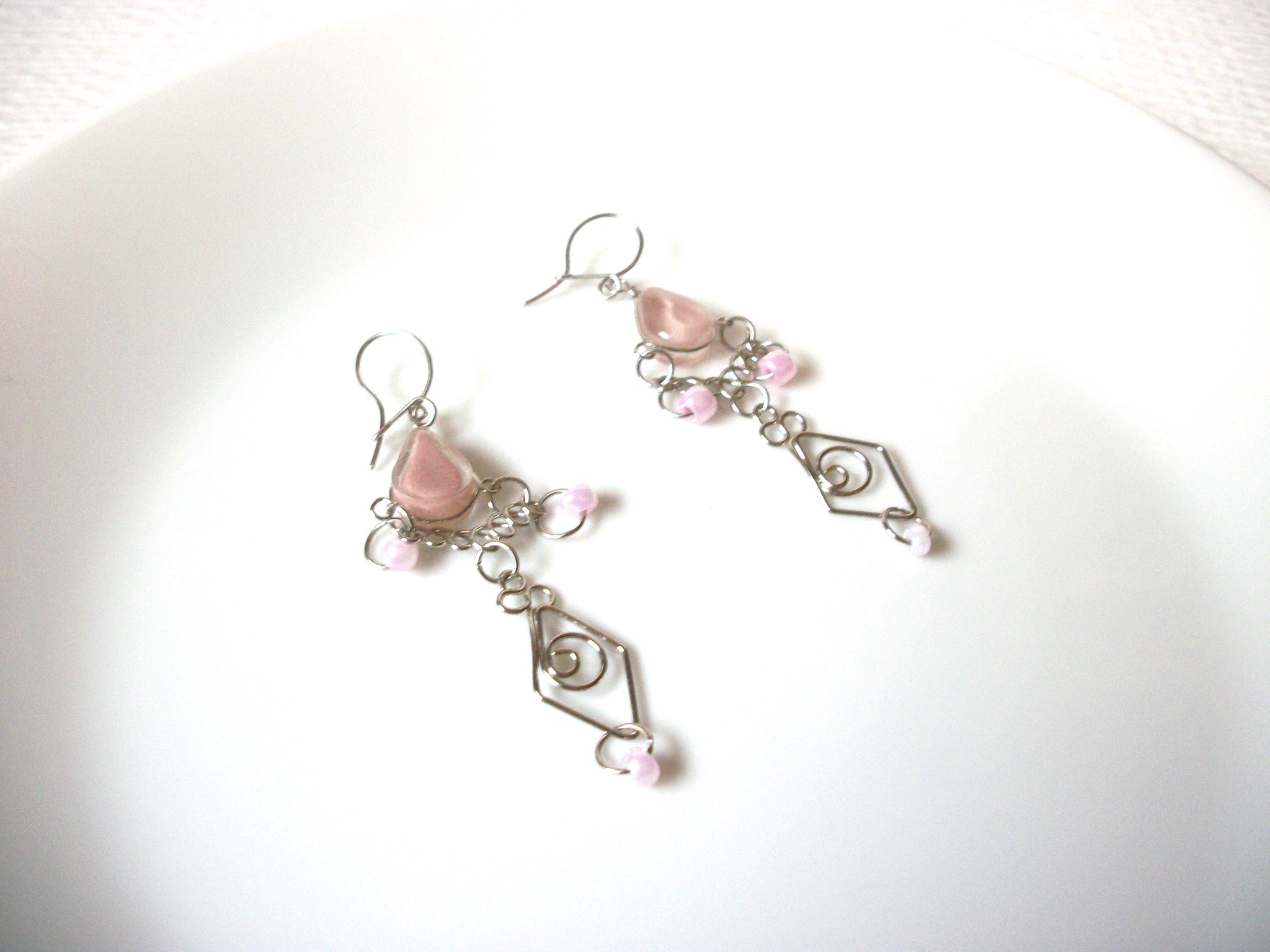 Vintage Pink Quartz Earrings 111220