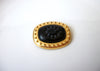 Vintage Modern Mid Century Gold Black Floral Pin Brooch 113016