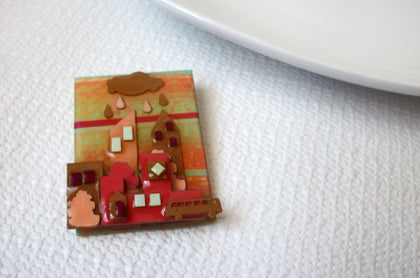 Lucinda Pins, House Pins By Lucinda, City Rainy Day Pins Brooch 113016