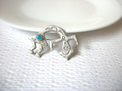 Vintage Ethnic Pewter Dancer Brooch Pin 111320