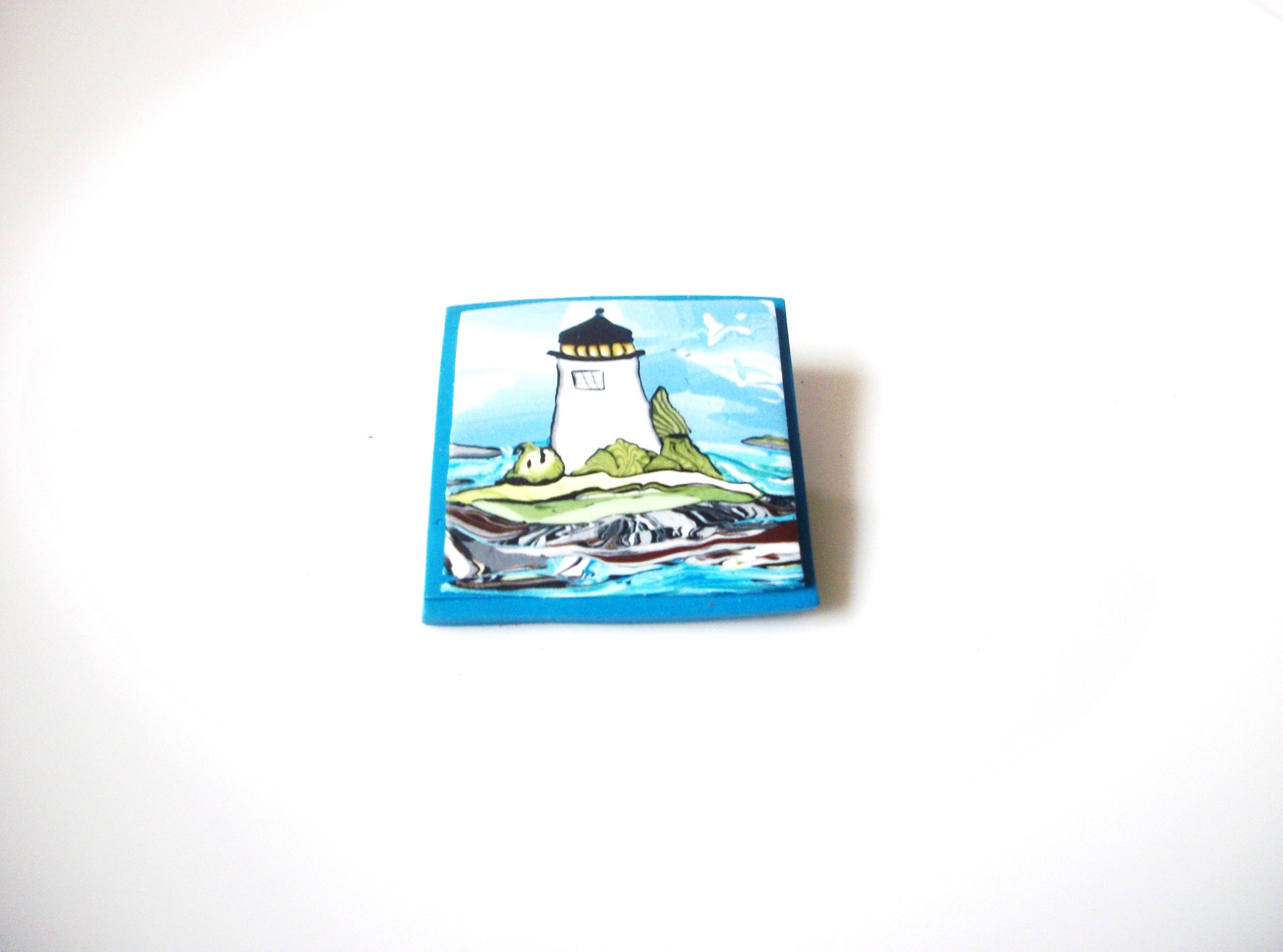 Vintage Hand Painted Lighthouse Brooch Pin 111320