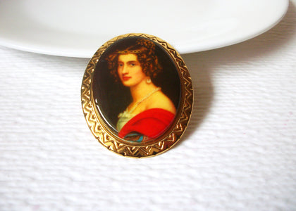 Vintage Portrait Painting Brooch Pin 111320