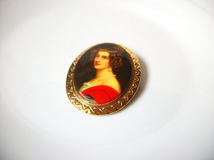 Vintage Portrait Painting Brooch Pin 111320