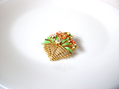 Vintage Rhinestone Floral Brooch Pin 111320
