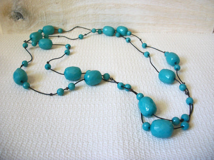 Retro Blue Long Acrylic Necklace 43020