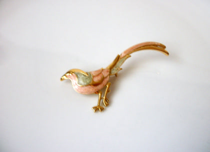 Vintage Designer Brooch, Enameled Brooch, Paradise Bird Pin 113016