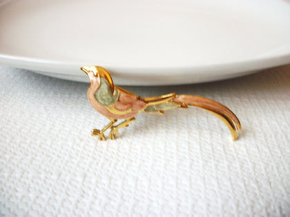 Vintage Designer Brooch, Enameled Brooch, Paradise Bird Pin 113016