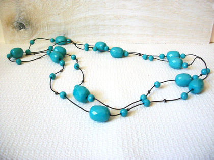 Retro Blue Long Acrylic Necklace 43020
