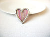 Vintage 1950s Frosted Glass Heart Brooch Pin 111320