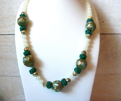 Vintage Victorian Silk Beads Quartz Necklace 50120