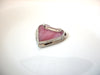 Vintage 1950s Frosted Glass Heart Brooch Pin 111320