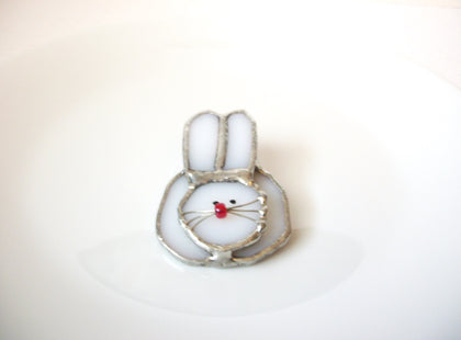 Vintage 1950s Frosted Glass Bunny Brooch Pin 111320